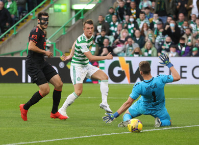 David Turnbull scoring the Hoops' first goal.