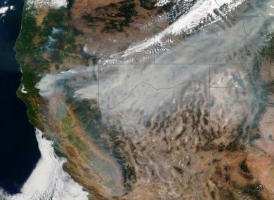 Wildfires in the western US as seen from above