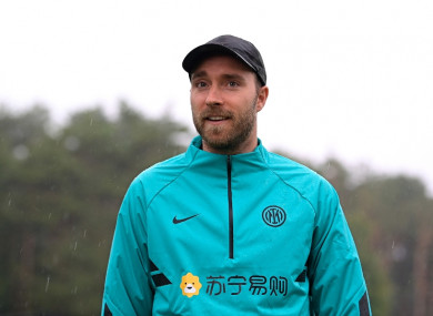 Christian Eriksen back at Inter's training ground.