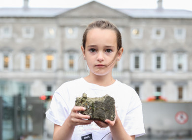 Savannah Diver (age 8) is the daughter of Mica activist Paddy Diver. She was outside Leinster House today with her family, where they brought several Mica affected building blocks from homes in Donegal.