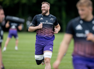 RG Snyman at a Munster training session on Tuesday.