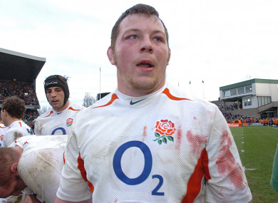 Steve Thompson in action for England at Lansdowne Road in 2005.