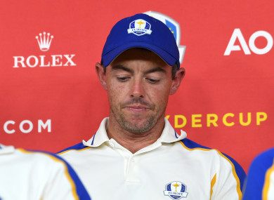 Rory McIlroy during a press conference after defeat to Team USA at the Ryder Cup.