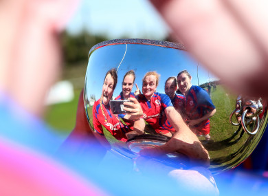 UL Bohs players celebrating with the Women's AIL trophy in 2018.