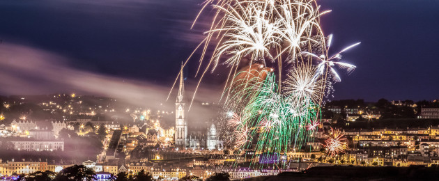 A licenced fireworks display above the town of Cobh at the annual People's Regatta.