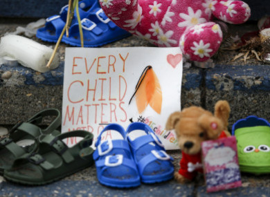 A memorial in memory of indigenous children in Canada