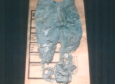 Clothing found on the deceased