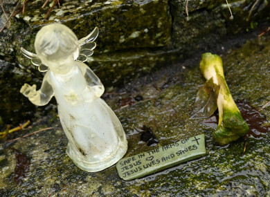 A statuette at the grotto at the site of the former Bon Secours mother and baby home in Tuam, Galway (January 2021).