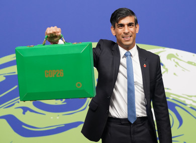 UK Chancellor Rishi Sunak at the Cop26 summit today.