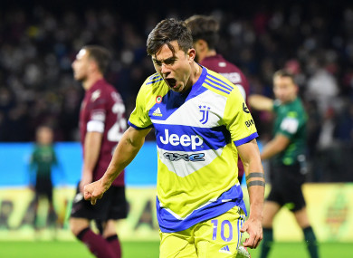 Paolo Dybala celebrates his goal.