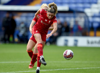 Leanne Kiernan on the ball for Liverpool yesterday.