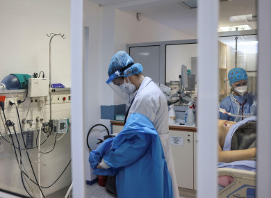 File photo - Medical staff in ICU unit at Sotiria Hospital in Athens