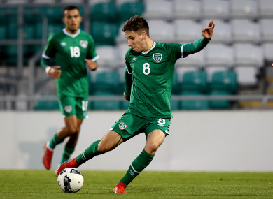 Conor Noss, in action for the Irish U21s against Luxembourg earlier this year.