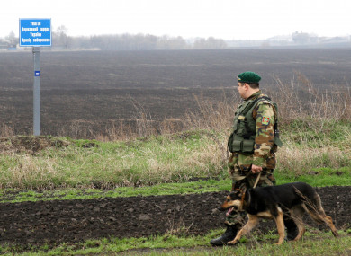 Ukrainian border guard officer at the Russian-Ukrainian border
