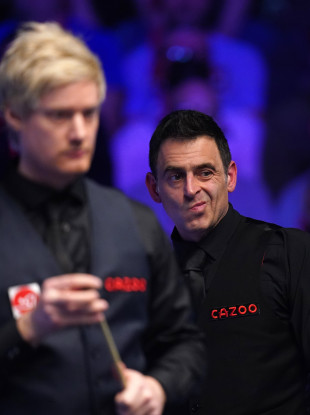 Ronnie O'Sullivan reacts during his loss to Neil Robertson.