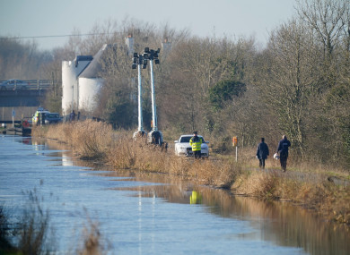 Gardaí beside the Grand Canal in Tullamore today.