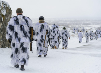 Ukrainian soldier seen during drill at the International Center for Peacekeeping and Security of the National Academy of Land Forces