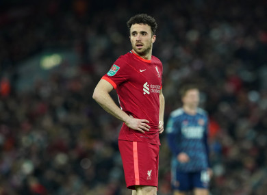 Liverpool's Diogo Jota during the Carabao Cup semi-final, first leg match at Anfield.
