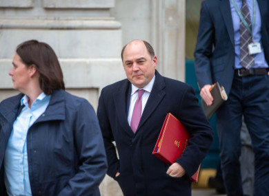 UK Defence Secretary Ben Wallace leaving Cabinet Office in London yesterday.