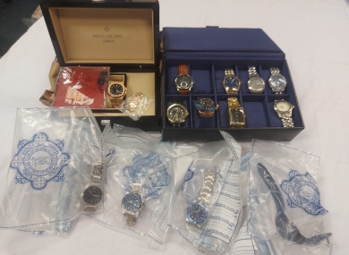 Watches seized by gardaí during the operation