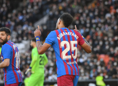 Aubameyang goal Aubameyang hat-trick fires Barca to Valencia win, Sevilla slip up again