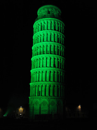 The Leaning Tower of Pisa taking part in Ireland’s Global Greening initiative in 2017.