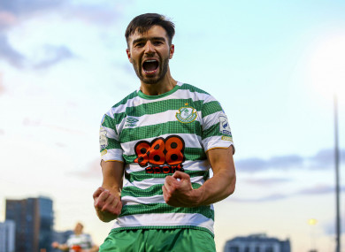 Shamrock Rovers' Danny Mandroiu celebrates.