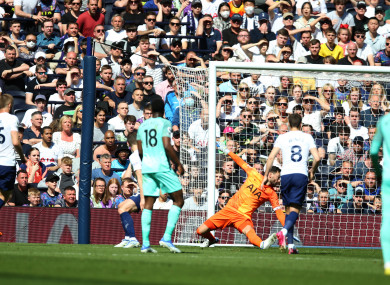 Leandro Trossard scoring the winner for Brighton.