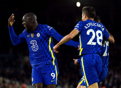 Romelu Lukaku celebrates his goal.