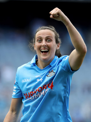 Dublin's Hannah Tyrrell celebrates after the game.