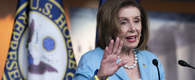 Nancy Pelosi speaking during a news conference in Washington yesterday.