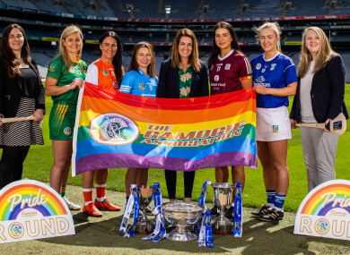 Players and officials at the launch of Pride Round at Croke Park.