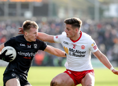 Armagh’s Rian O’Neill and Michael McKernan of Tyrone during the league game earlier this year.