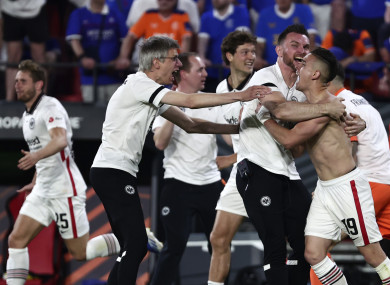 Rafael Borré celebrates his decisive penalty.
