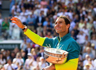 Rafael Nadal with the trophy.
