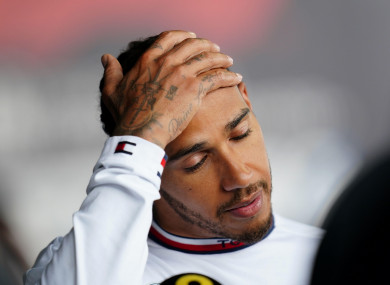 Lewis Hamilton reacts after qualifying ahead of the British Grand Prix 2022 at Silverstone.