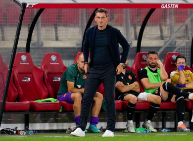 Coach Jack Ross of Dundee United FC during the UEFA Europa Conference League Third Qualifying Round match.