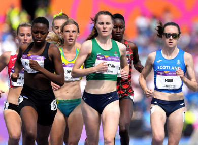Ciara Mageean (centre) and Laura Muir also faced off in the heat (file pic).