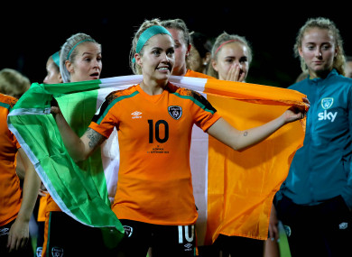 Denise O'Sullivan celebrates after Ireland's win last night.
