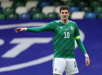 Kyle Lafferty in action for Northern Ireland.