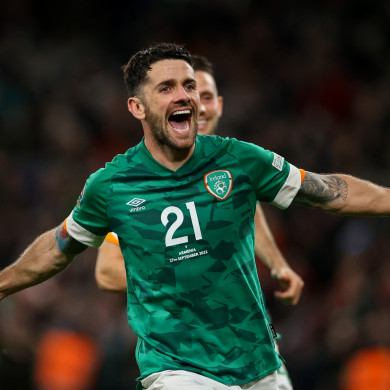 Robbie Brady celebrates his winning goal.