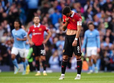 A dejected Bruno Fernandes.