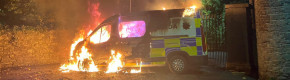 Garda van set alight at large anti-immigration protest in Citywest