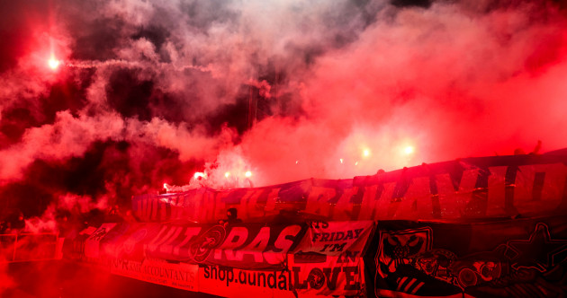 Flares rain down on new Oriel Park pitch as Drogheda secure late draw with Dundalk