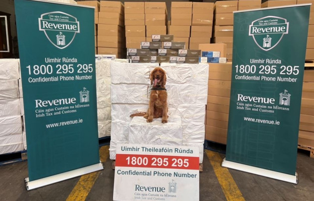 Detector dog Kobe helps with seizure of 8 million cigarettes worth around €7.7m at Dublin Port