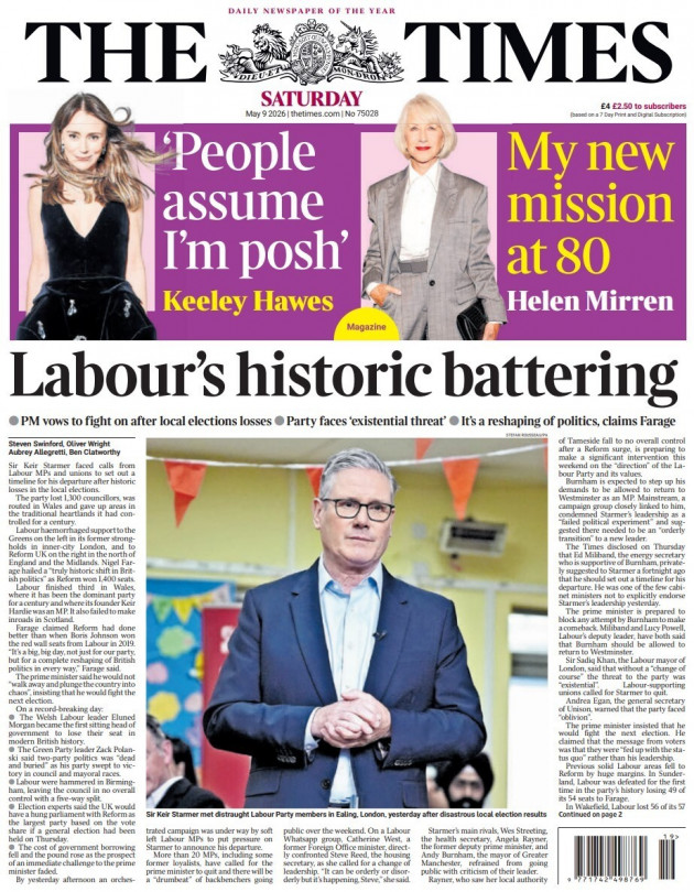 'Bloodbath', 'battering' and 'colossal defeat' - UK papers react to Labour's local election losses