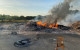 Loyalist bonfire set alight early as PSNI began operation to remove replica mosque
